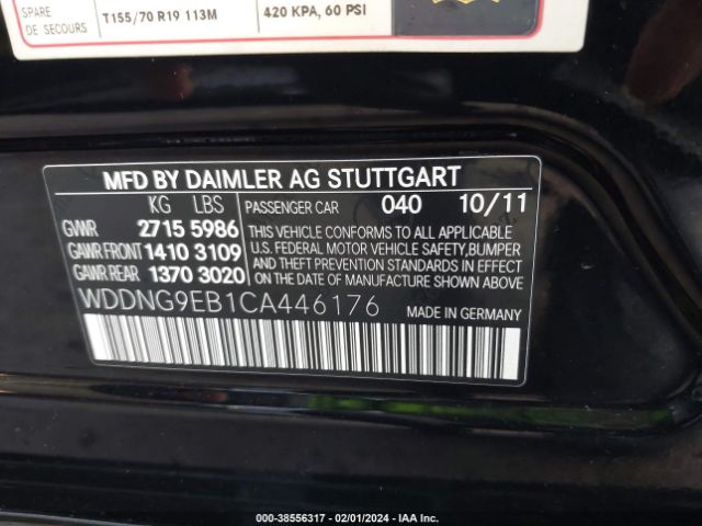 Photo 8 VIN: WDDNG9EB1CA446176 - MERCEDES-BENZ S 550 