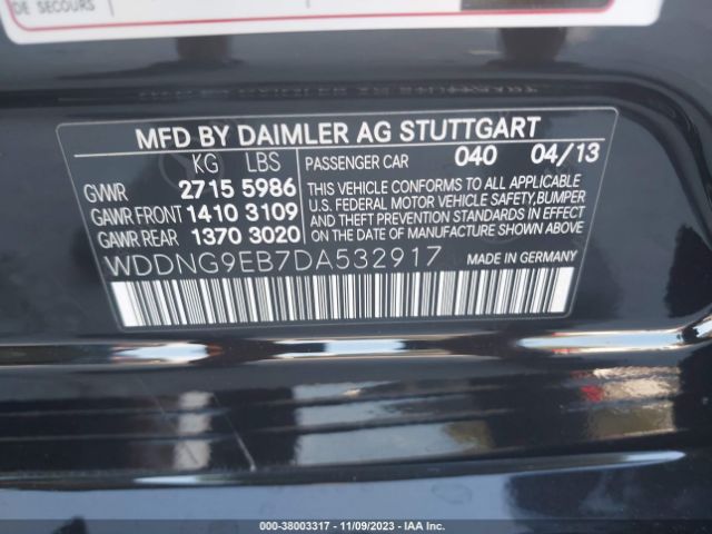 Photo 8 VIN: WDDNG9EB7DA532917 - MERCEDES-BENZ S 550 