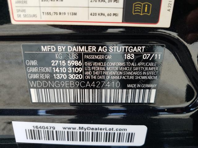 Photo 9 VIN: WDDNG9EB9CA427410 - MERCEDES-BENZ S 550 4MAT 