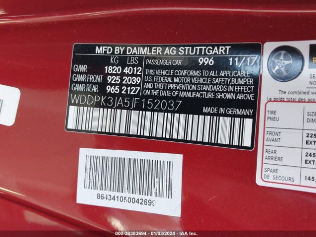 Photo 8 VIN: WDDPK3JA5JF152037 - MERCEDES-BENZ SLC 300 