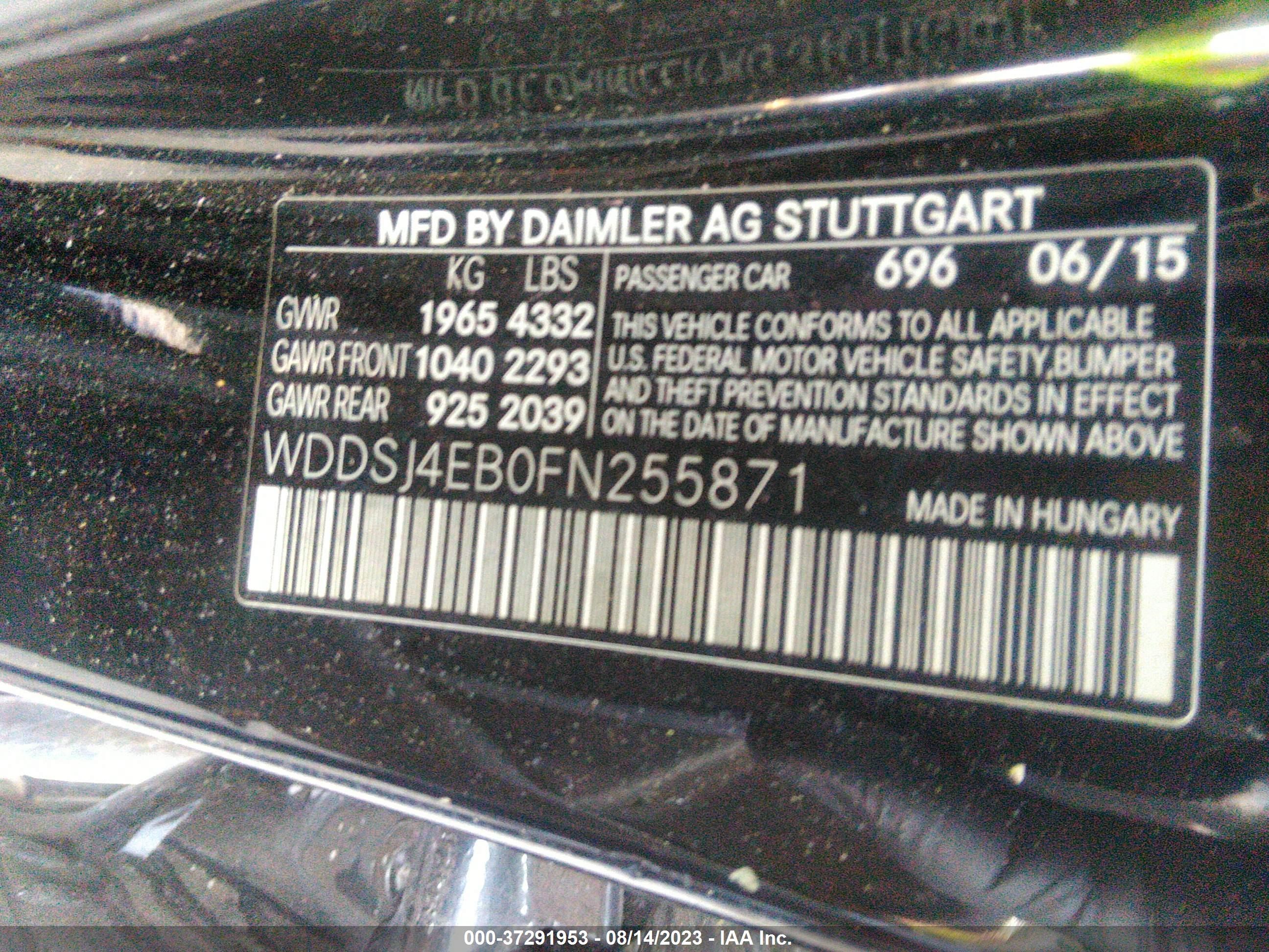 Photo 8 VIN: WDDSJ4EB0FN255871 - MERCEDES-BENZ CLA-KLASSE 