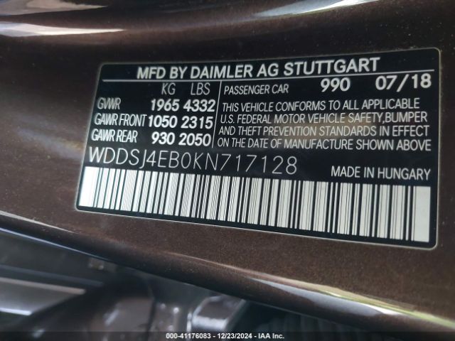 Photo 8 VIN: WDDSJ4EB0KN717128 - MERCEDES-BENZ CLA-CLASS 