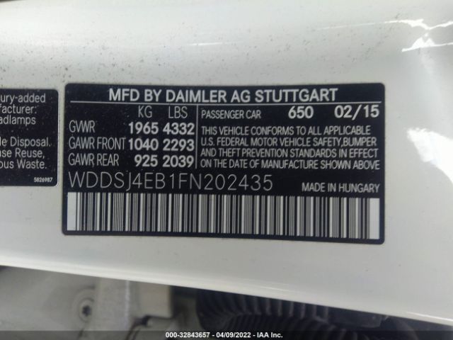 Photo 8 VIN: WDDSJ4EB1FN202435 - MERCEDES-BENZ CLA-CLASS 