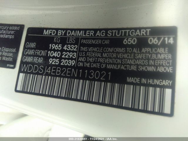 Photo 8 VIN: WDDSJ4EB2EN113021 - MERCEDES-BENZ CLA-CLASS 