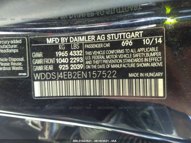 Photo 8 VIN: WDDSJ4EB2EN157522 - MERCEDES-BENZ CLA-CLASS 