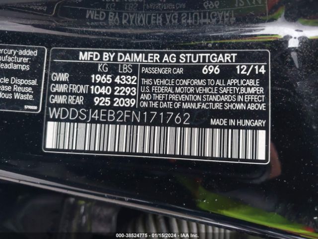 Photo 8 VIN: WDDSJ4EB2FN171762 - MERCEDES-BENZ CLA-KLASSE 