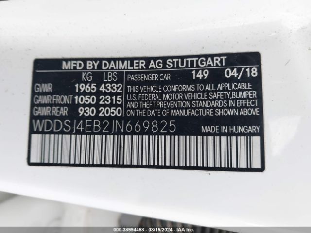 Photo 8 VIN: WDDSJ4EB2JN669825 - MERCEDES-BENZ CLA 250 