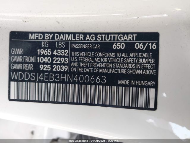 Photo 8 VIN: WDDSJ4EB3HN400663 - MERCEDES-BENZ CLA 250 