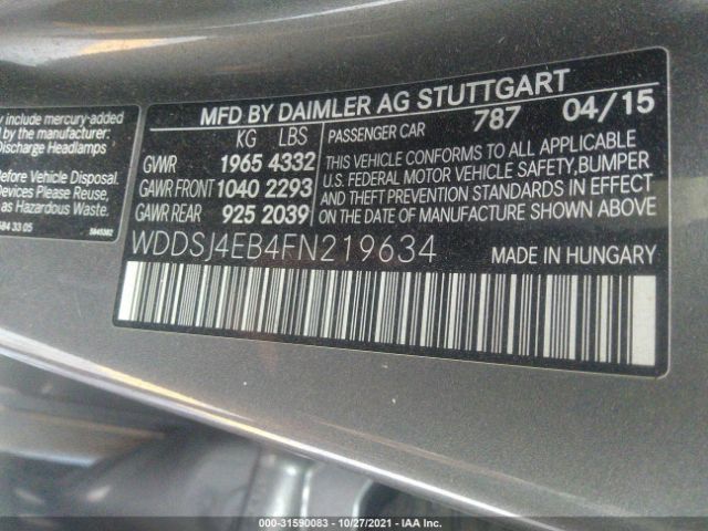 Photo 8 VIN: WDDSJ4EB4FN219634 - MERCEDES-BENZ CLA-CLASS 