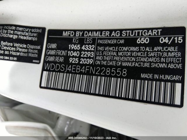 Photo 8 VIN: WDDSJ4EB4FN228558 - MERCEDES-BENZ CLA 250 