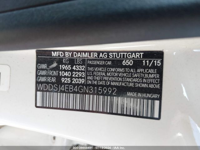 Photo 8 VIN: WDDSJ4EB4GN315992 - MERCEDES-BENZ CLA-CLASS 