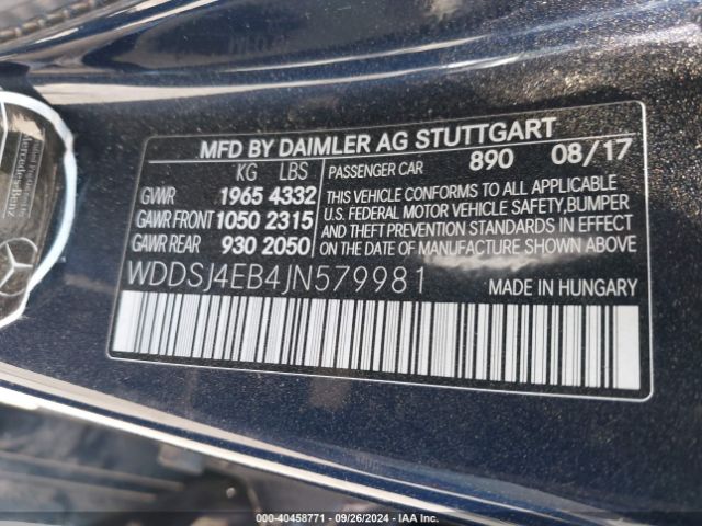 Photo 8 VIN: WDDSJ4EB4JN579981 - MERCEDES-BENZ CLA-CLASS 