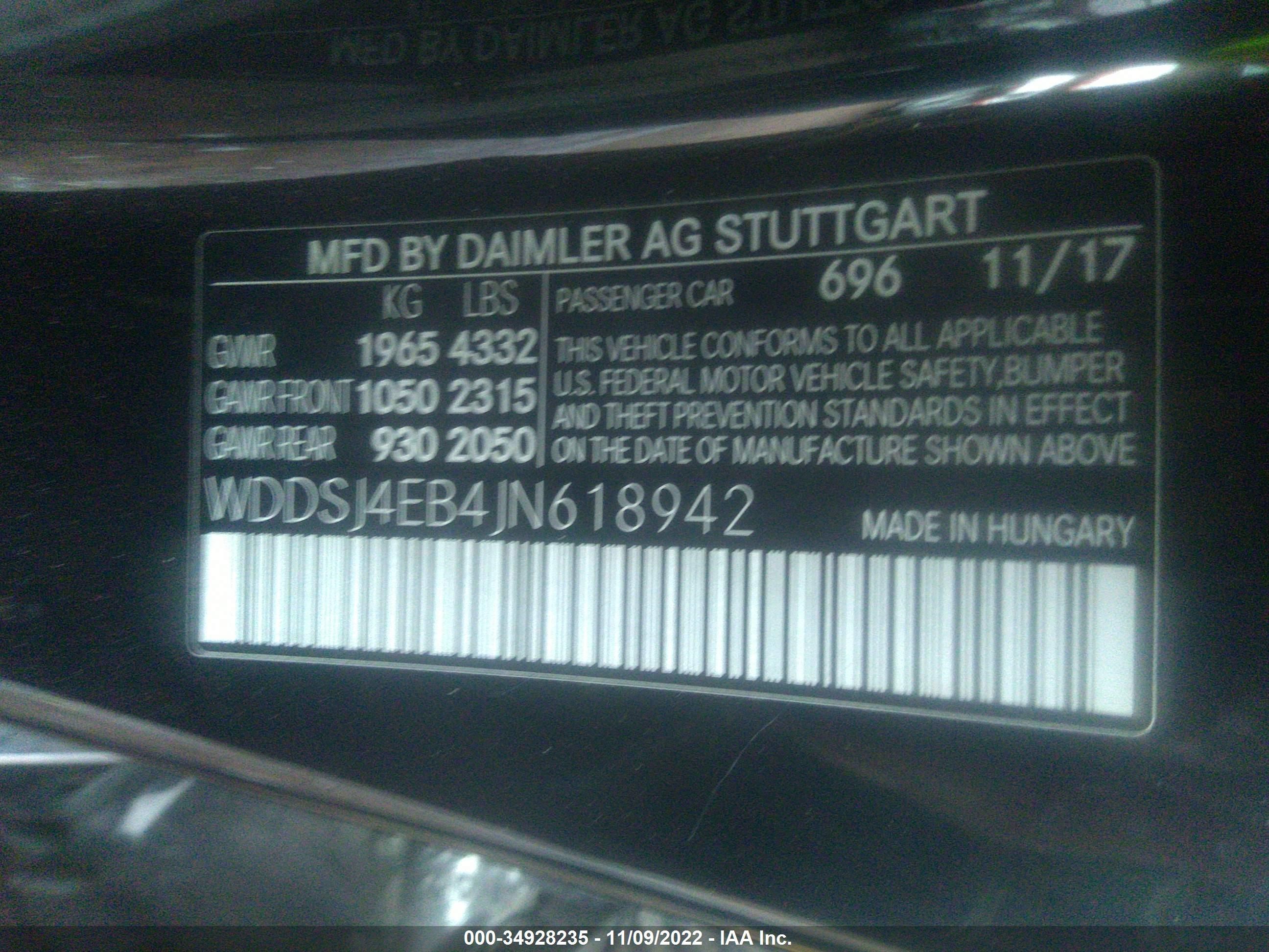 Photo 8 VIN: WDDSJ4EB4JN618942 - MERCEDES-BENZ CLA-KLASSE 