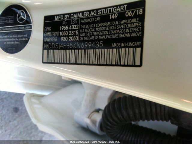 Photo 8 VIN: WDDSJ4EB5KN699435 - MERCEDES-BENZ CLA 