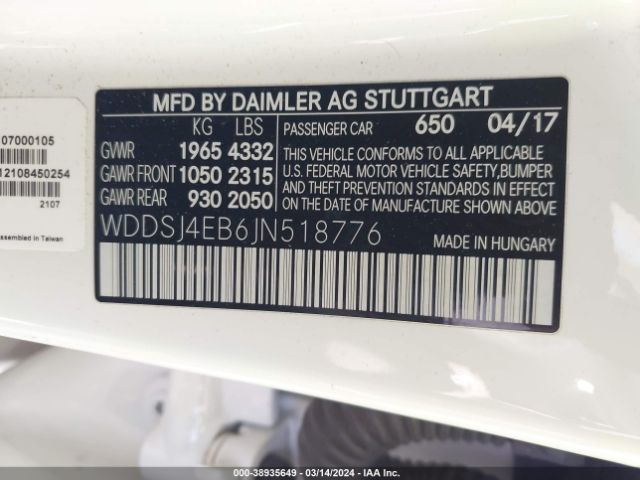 Photo 8 VIN: WDDSJ4EB6JN518776 - MERCEDES-BENZ CLA 250 