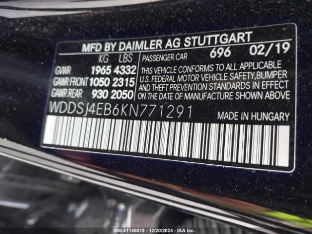 Photo 8 VIN: WDDSJ4EB6KN771291 - MERCEDES-BENZ CLA-CLASS 