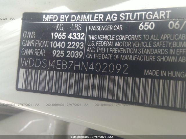 Photo 8 VIN: WDDSJ4EB7HN402092 - MERCEDES-BENZ CLA 