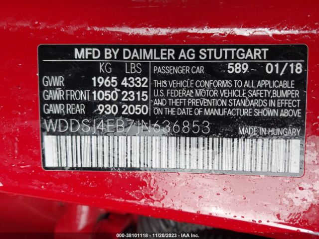 Photo 8 VIN: WDDSJ4EB7JN636853 - MERCEDES-BENZ CLA 250 