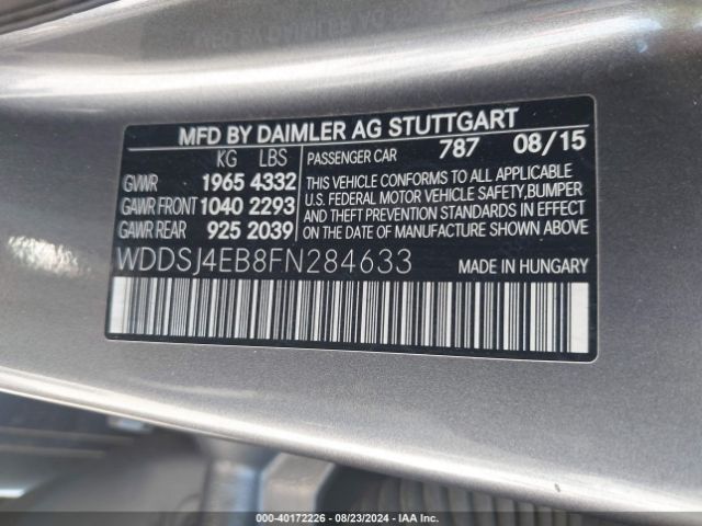 Photo 8 VIN: WDDSJ4EB8FN284633 - MERCEDES-BENZ CLA-CLASS 