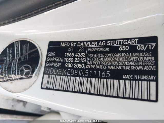 Photo 8 VIN: WDDSJ4EB8JN511165 - MERCEDES-BENZ CLA 250 