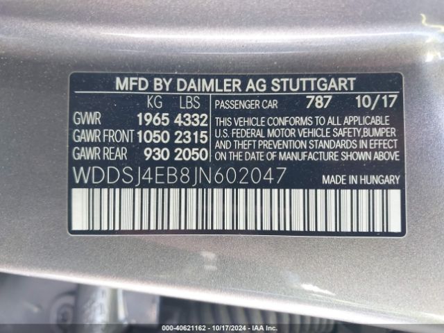 Photo 8 VIN: WDDSJ4EB8JN602047 - MERCEDES-BENZ CLA-CLASS 