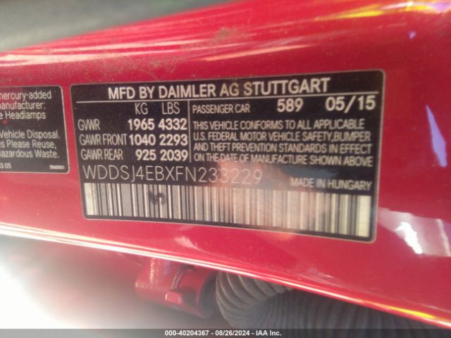 Photo 8 VIN: WDDSJ4EBXFN233229 - MERCEDES-BENZ CLA-CLASS 