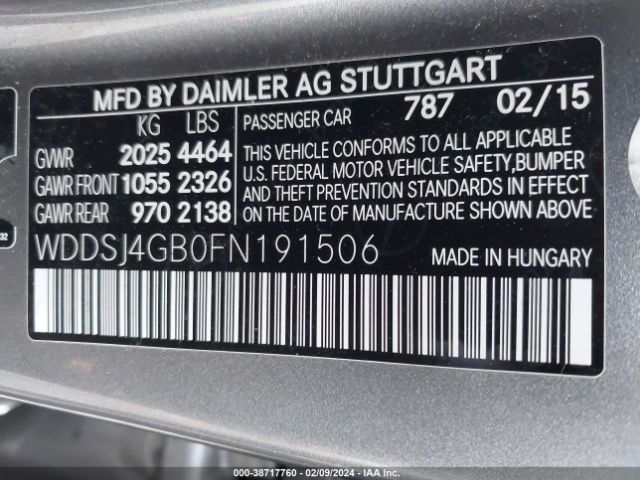 Photo 8 VIN: WDDSJ4GB0FN191506 - MERCEDES-BENZ CLA 250 