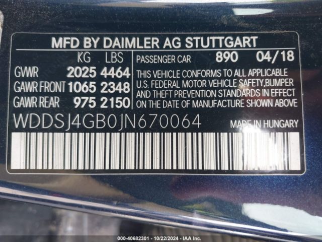 Photo 8 VIN: WDDSJ4GB0JN670064 - MERCEDES-BENZ CLA-CLASS 