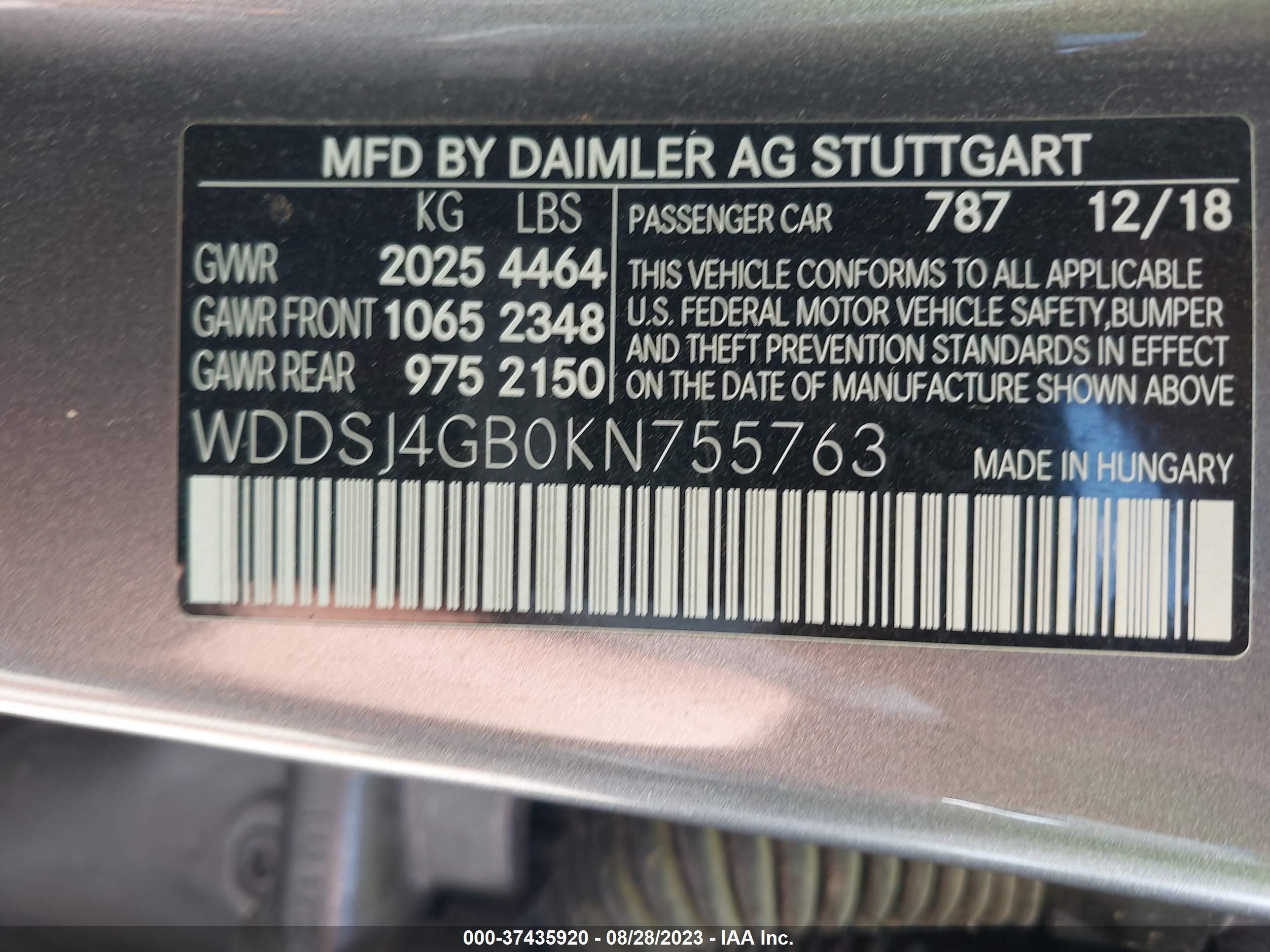 Photo 8 VIN: WDDSJ4GB0KN755763 - MERCEDES-BENZ CLA-KLASSE 