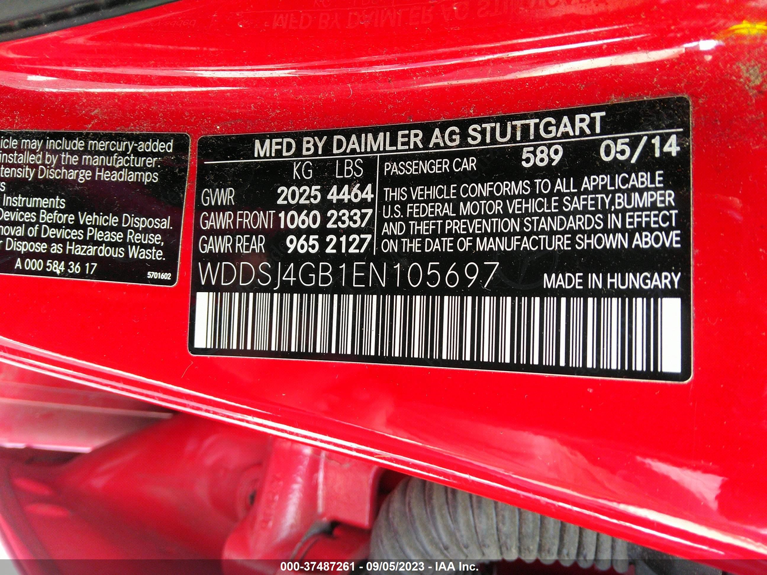 Photo 8 VIN: WDDSJ4GB1EN105697 - MERCEDES-BENZ CLA-KLASSE 