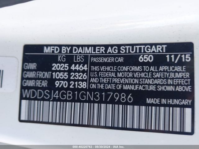 Photo 8 VIN: WDDSJ4GB1GN317986 - MERCEDES-BENZ CLA-CLASS 