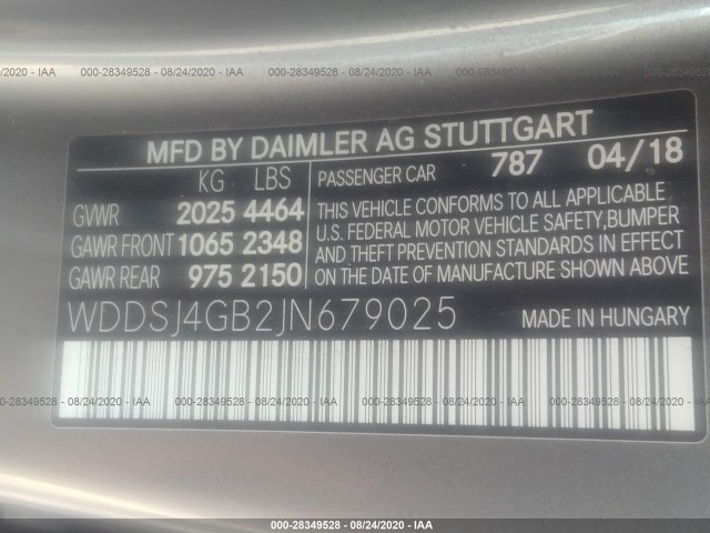 Photo 8 VIN: WDDSJ4GB2JN679025 - MERCEDES-BENZ CLA 