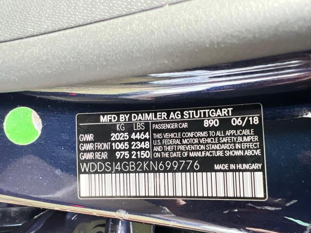 Photo 9 VIN: WDDSJ4GB2KN699776 - MERCEDES-BENZ CLA 