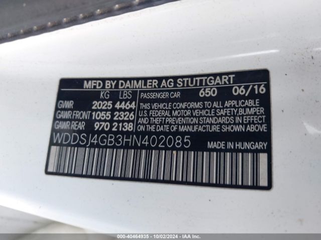 Photo 8 VIN: WDDSJ4GB3HN402085 - MERCEDES-BENZ CLA-CLASS 