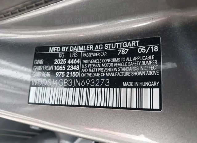 Photo 8 VIN: WDDSJ4GB3JN693273 - MERCEDES-BENZ CLA-KLASSE 