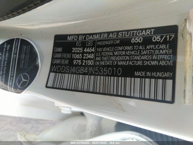 Photo 8 VIN: WDDSJ4GB4JN535010 - MERCEDES-BENZ CLA 