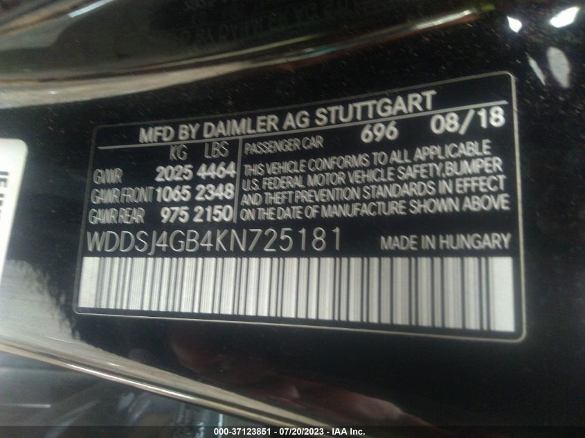 Photo 8 VIN: WDDSJ4GB4KN725181 - MERCEDES-BENZ CLA-KLASSE 