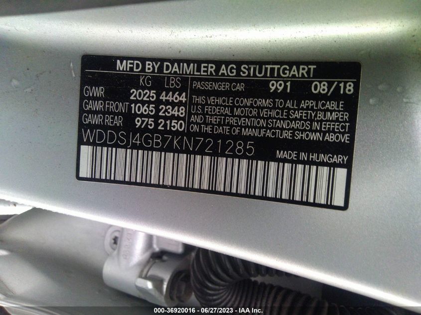 Photo 8 VIN: WDDSJ4GB7KN721285 - MERCEDES-BENZ CLA-KLASSE 