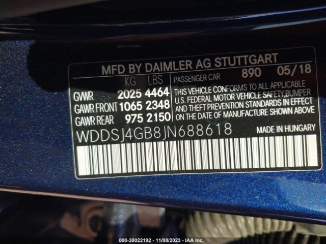 Photo 8 VIN: WDDSJ4GB8JN688618 - MERCEDES-BENZ CLA 250 