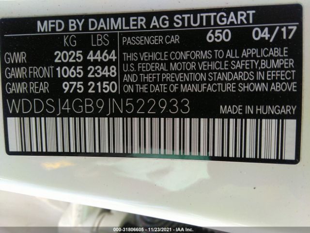 Photo 8 VIN: WDDSJ4GB9JN522933 - MERCEDES-BENZ CLA 250 