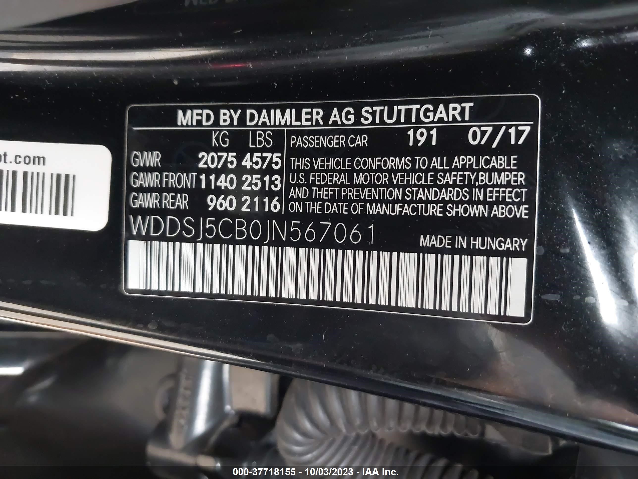 Photo 8 VIN: WDDSJ5CB0JN567061 - MERCEDES-BENZ CLA-KLASSE 