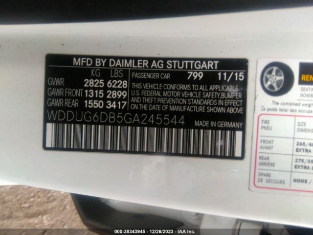 Photo 8 VIN: WDDUG6DB5GA245544 - MERCEDES-BENZ S-CLASS 