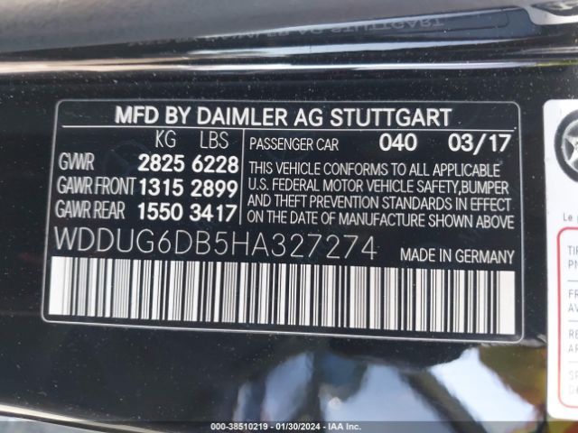 Photo 8 VIN: WDDUG6DB5HA327274 - MERCEDES-BENZ S-CLASS 