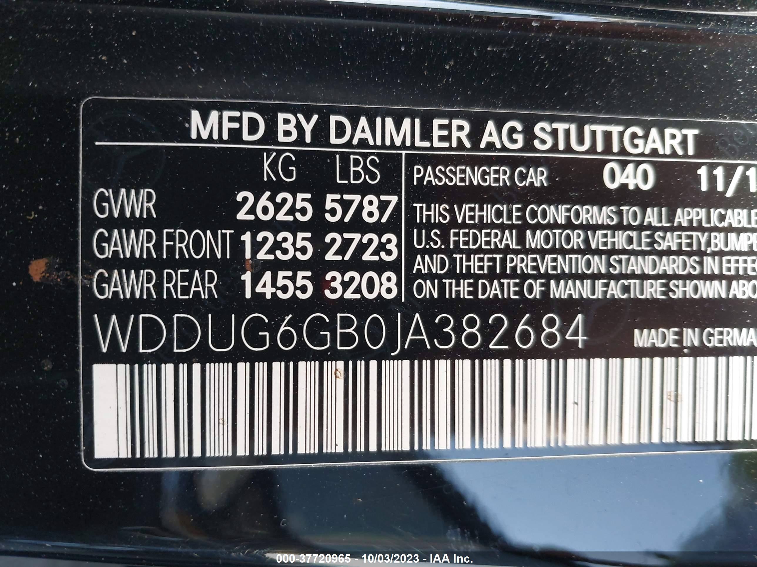 Photo 8 VIN: WDDUG6GB0JA382684 - MERCEDES-BENZ S-KLASSE 