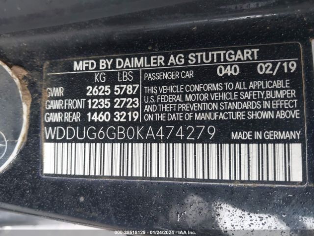 Photo 8 VIN: WDDUG6GB0KA474279 - MERCEDES-BENZ S 450 