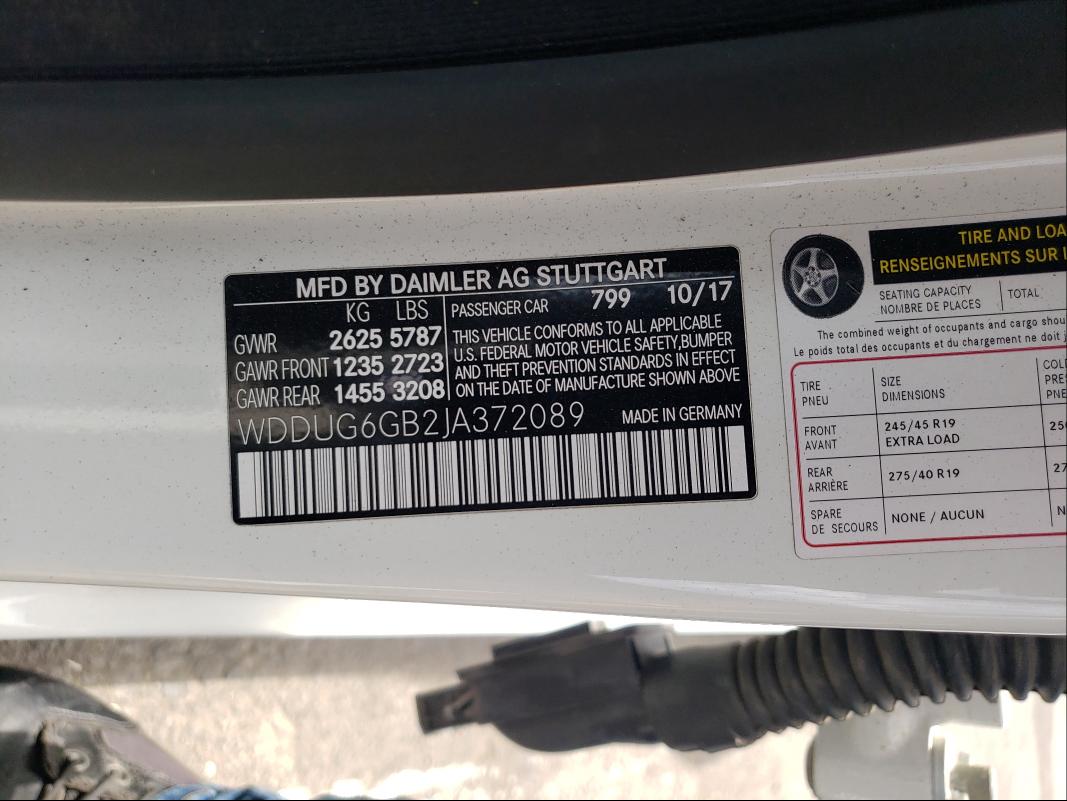 Photo 9 VIN: WDDUG6GB2JA372089 - MERCEDES-BENZ S 450 