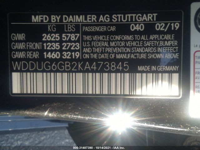 Photo 8 VIN: WDDUG6GB2KA473845 - MERCEDES-BENZ S-CLASS 