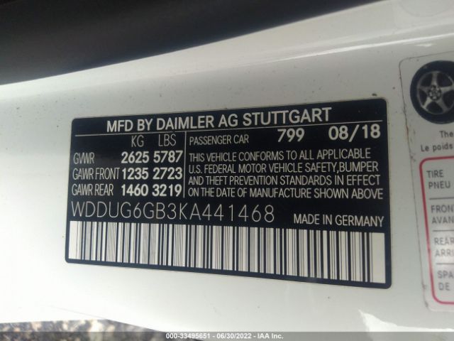 Photo 8 VIN: WDDUG6GB3KA441468 - MERCEDES-BENZ S-CLASS 