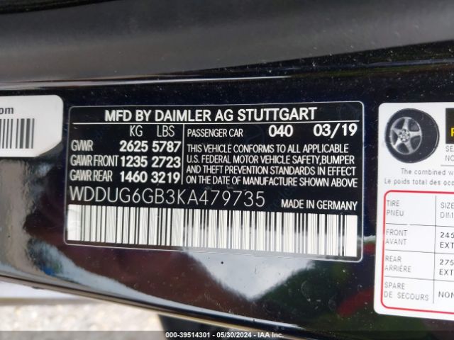 Photo 8 VIN: WDDUG6GB3KA479735 - MERCEDES-BENZ S-CLASS 