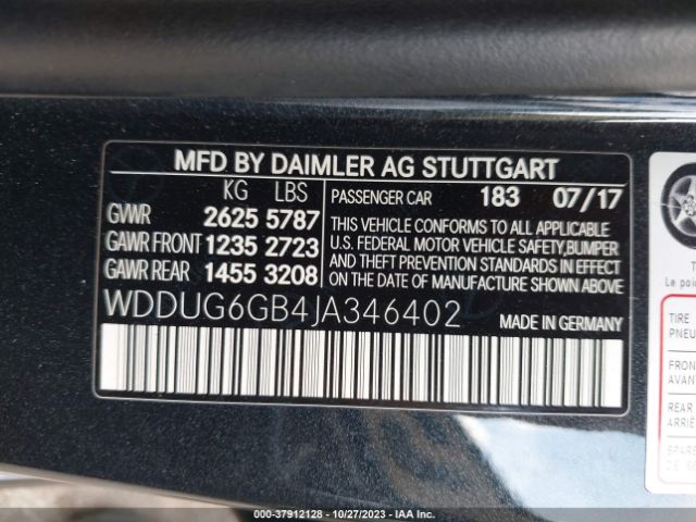 Photo 8 VIN: WDDUG6GB4JA346402 - MERCEDES-BENZ S 450 